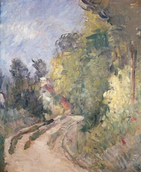 Straße, die unter Bäumen abbiegt, c.1873-75